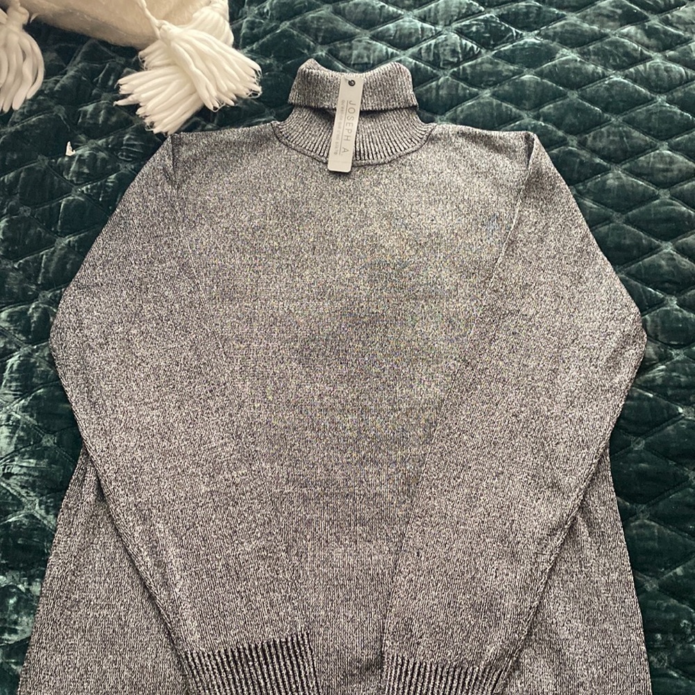 Joseph A black and silver metallic turtleneck sweater